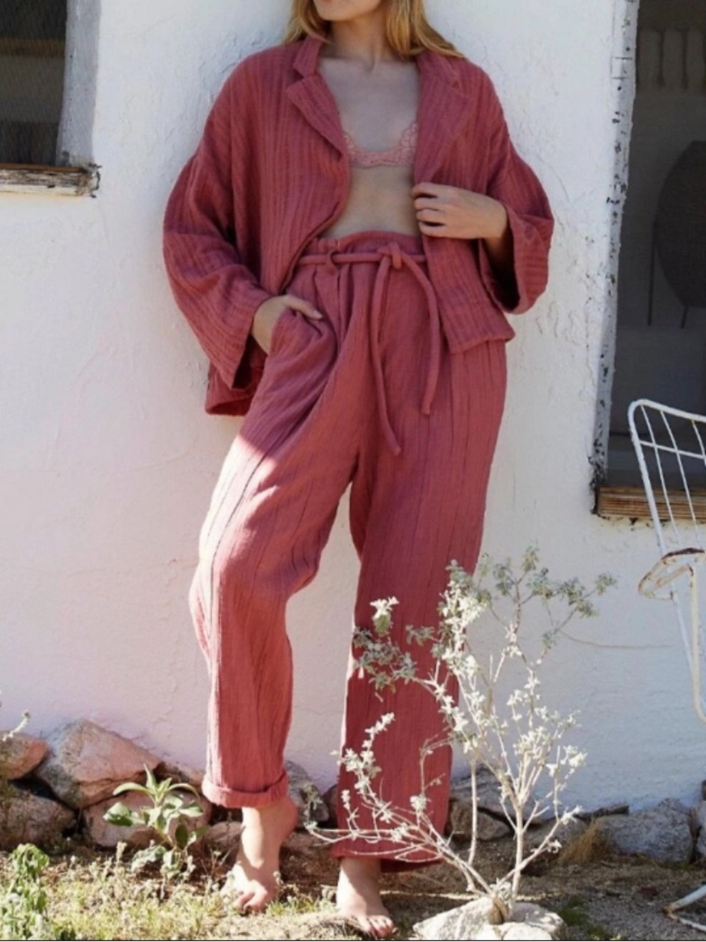 NWOT Free People "Suits You" Set in a rose pink colorway size M